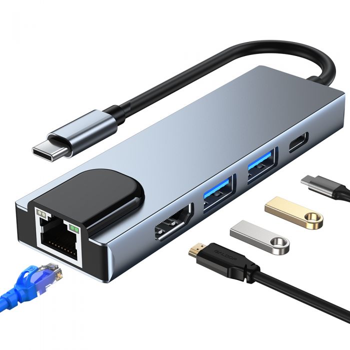 SPEED-X 5 In 1 Multi-Port Type C 4K Hdmi Usb 3.0 Converter