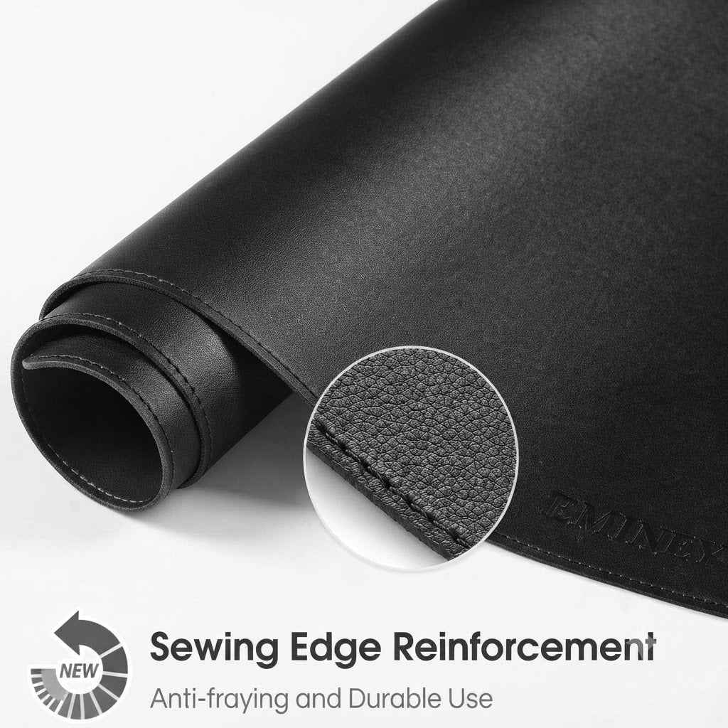 Dual Sided Desk Pad, New Upgrade Sewing PU Leather Office Desk Mat, Waterproof Desk Blotter Protector, Desk Writing Mat Mouse Pad (Classical Black, 23.6″ x 13.7″)