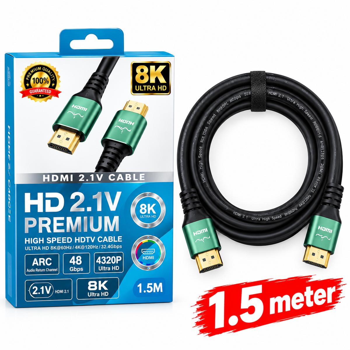 1.5 Meter 2.1 8K 60Hz UHD HDMI Cable