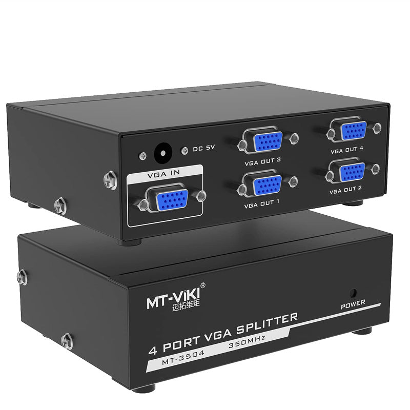 4-Port VGA Splitter 200 MHz | High-Resolution Video Distribution | 1-in 4-out