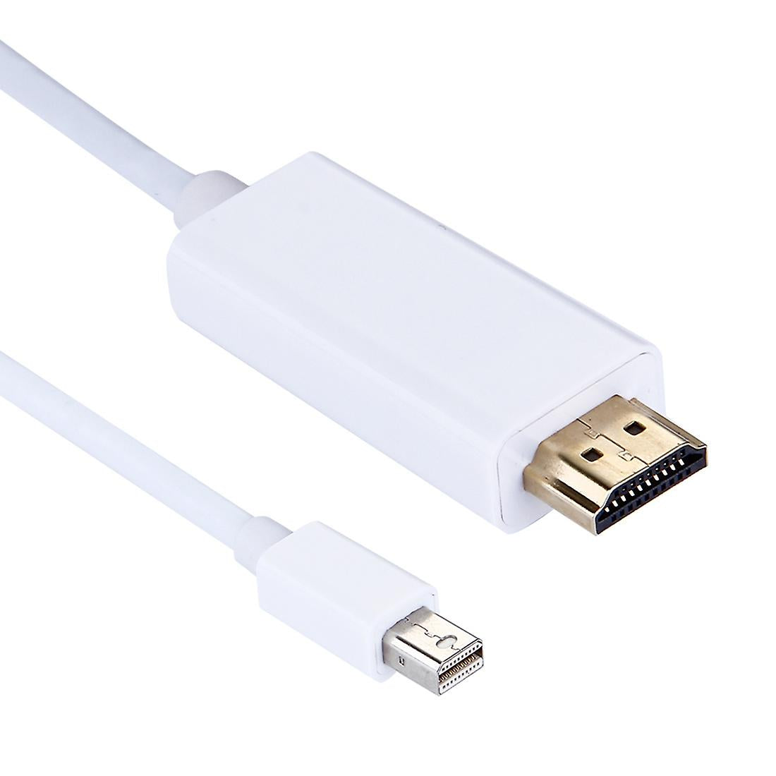 Close-up of the Mini Display male and HDMI male connectors on the 1.8-meter cable.