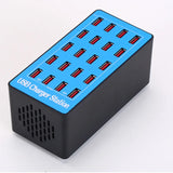 20-Port 100W Multiple USB Charging Station for smartphones, tablets, and iPads with smart current recognition and fire-retardant casing