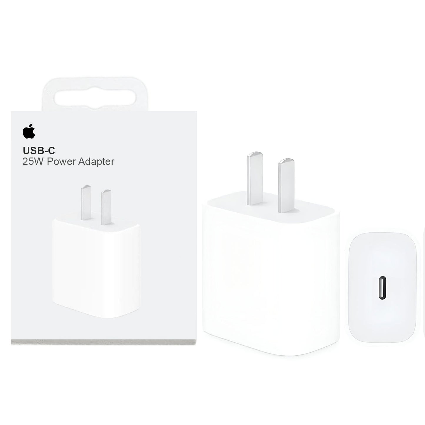 25W USB-C PD fast charger adapter highlighting its high-speed Type-C port interface, standard US two-pin wall plug, and compact heat-resistant structural frame