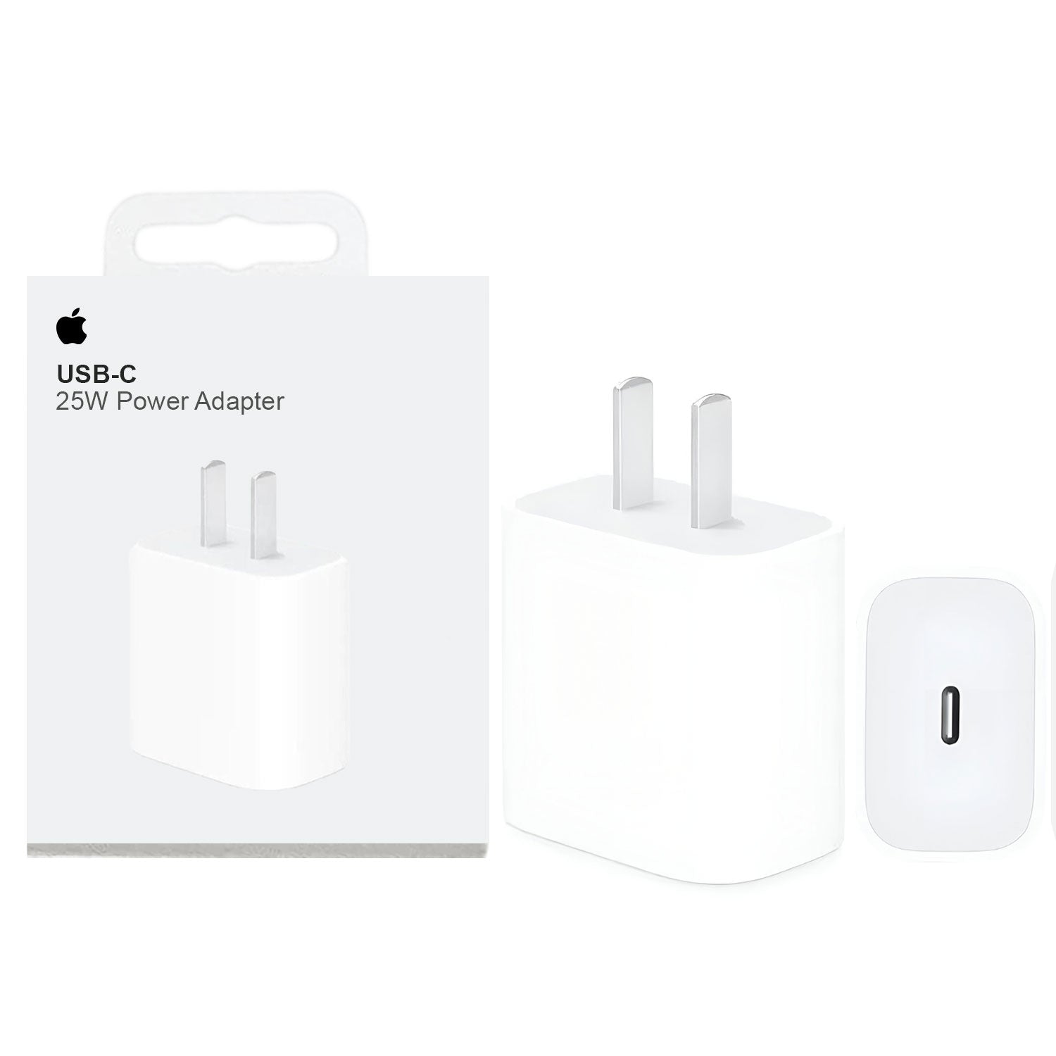 25W USB-C PD fast charger adapter highlighting its high-speed Type-C port interface, standard US two-pin wall plug, and compact heat-resistant structural frame