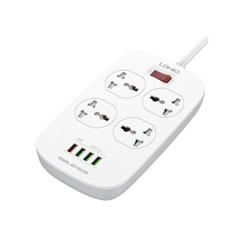 LDNIO SC4407 Fast Charging Power Strip | 4 AC Outlets | QC 3.0 USB | Surge Protector