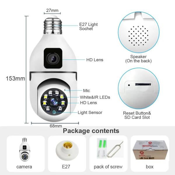 Speed-X SP-E28-2 Dual Lens Bulb Camera 1080P