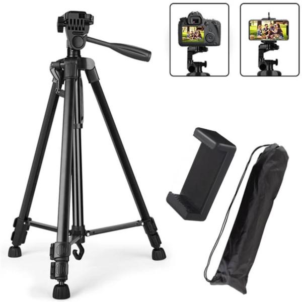 3366 professional 55-inch aluminium tripod stand with mobile holder and 5kg load capacity