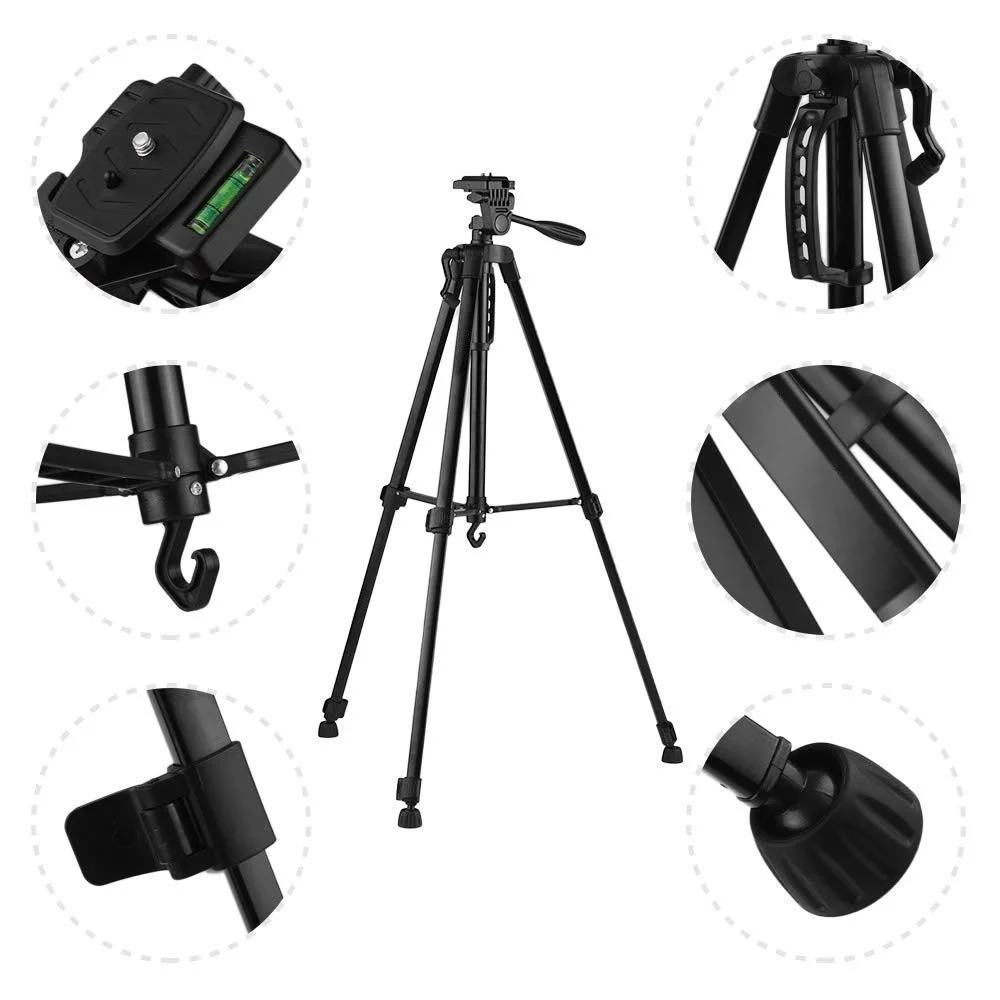 3366 professional 55-inch aluminium tripod stand with mobile holder and 5kg load capacity