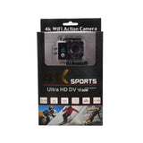 4K Ultra HD WiFi action sports camera with waterproof housing and full mounting accessory kit