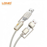 LDNIO LC18 4-in-1 Multiple Data Cable – USB-A & USB-C to USB-C + Cigarette Lighter