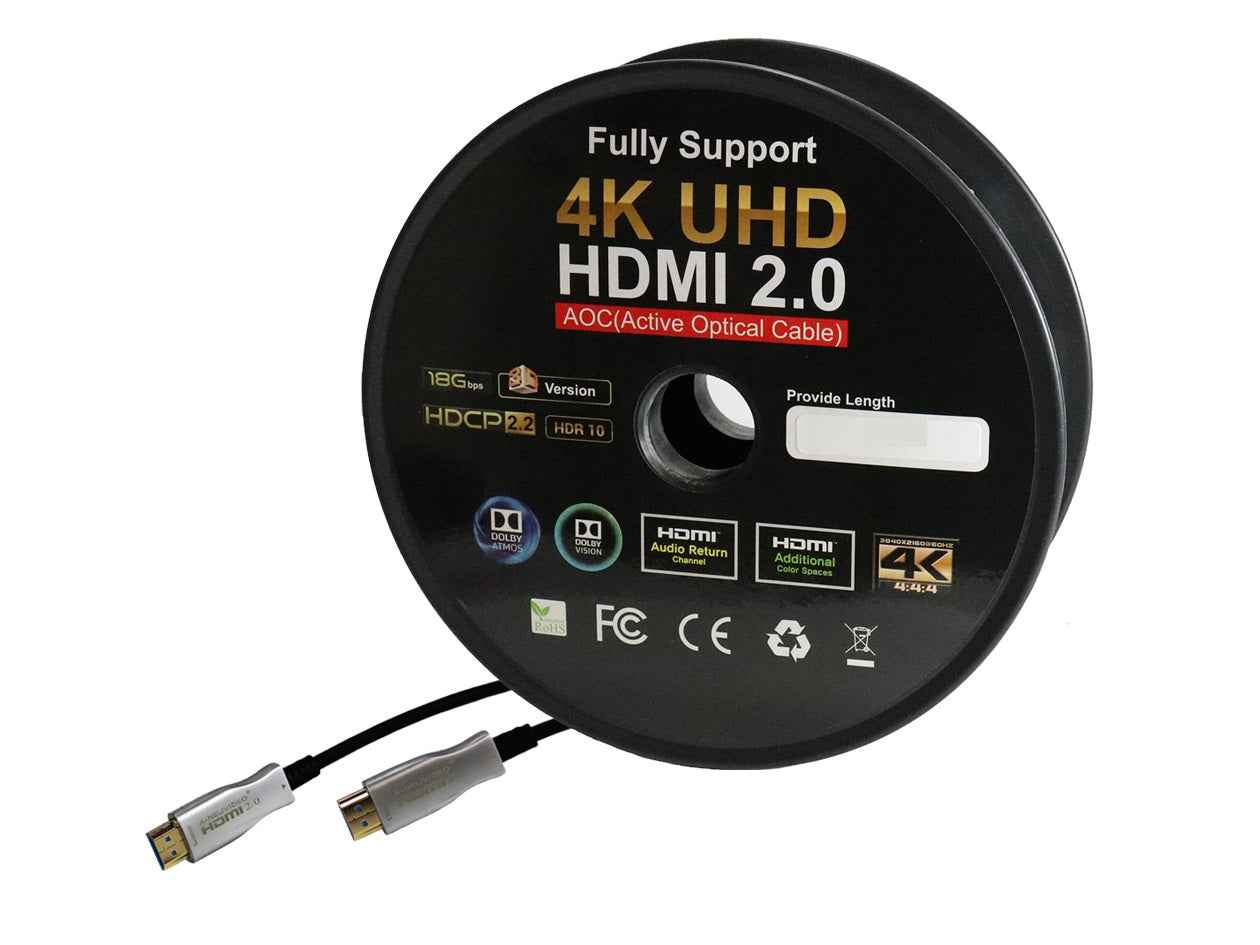 50m Fiber Hdmi Cable 2.0/2.1 Aoc(active Optical Cable)30awg Copper Support 4k 8k Uhd
