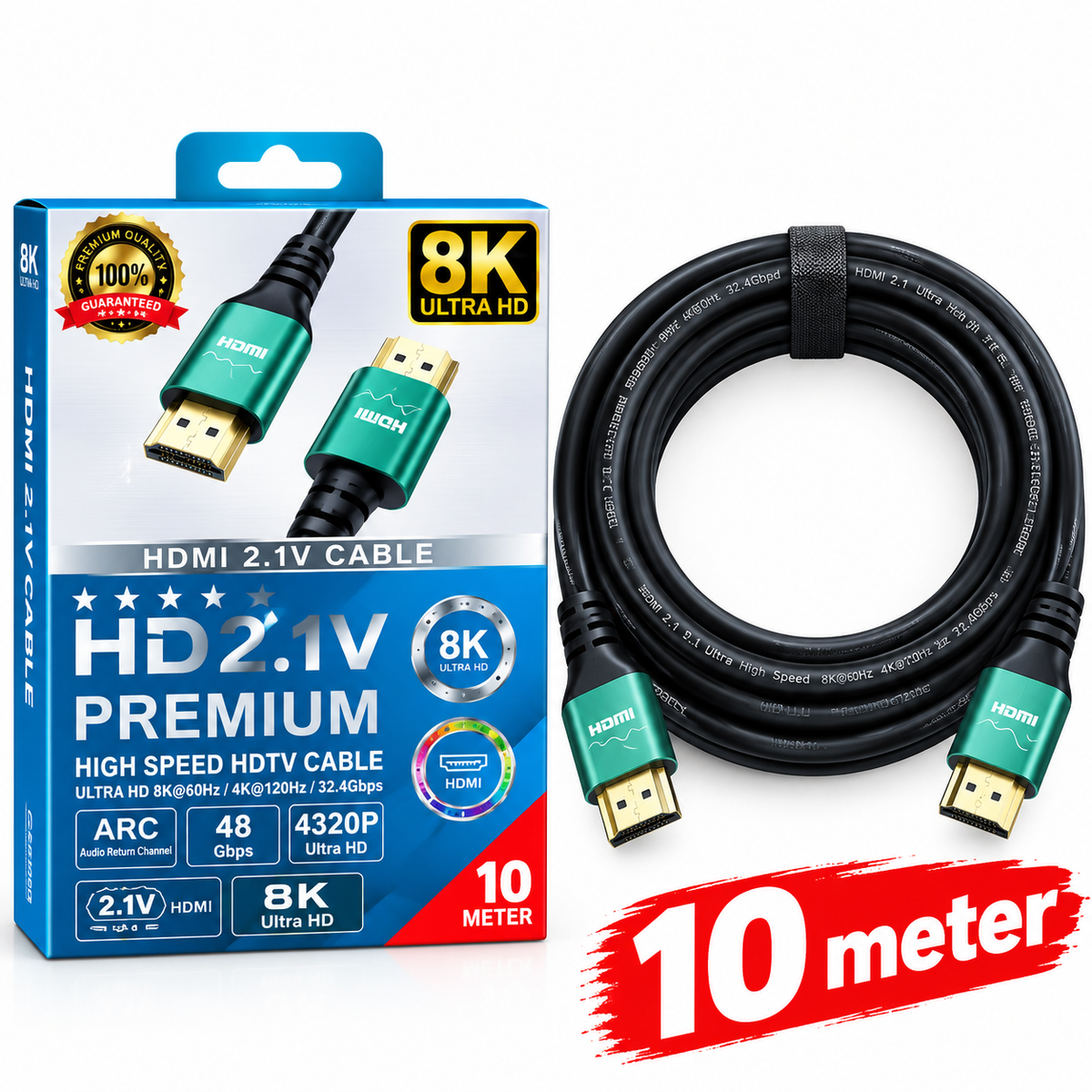 10 Meter 2.1 8K 60Hz UHD HDMI Cable