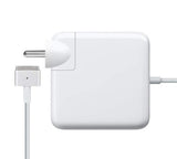 Apple 45W MagSafe 2 T-shape power adapter showing the magnetic T-tip, integrated LED charging light, and cable-wrap base design