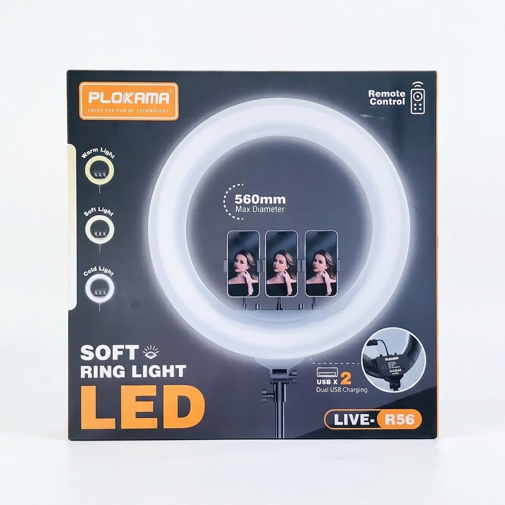 Plokama LIVE-R56 22-Inch 56cm 3-Color LED Ring Light