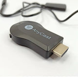 AnyCast device with HDMI cable on a white background