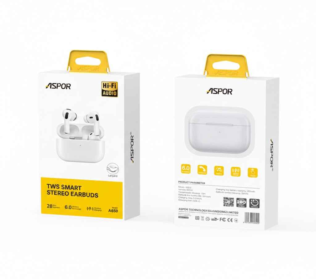 Aspor A650 TWS Earbuds - Experience True Wireless Freedom with Bluetooth 6.0