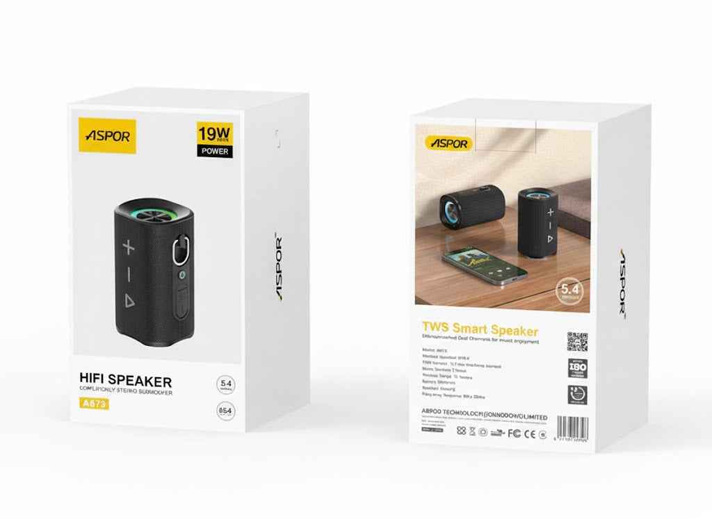 Aspor A679 Tws Wireless Bluetooth Speaker Mini Portable Music Player with RGB