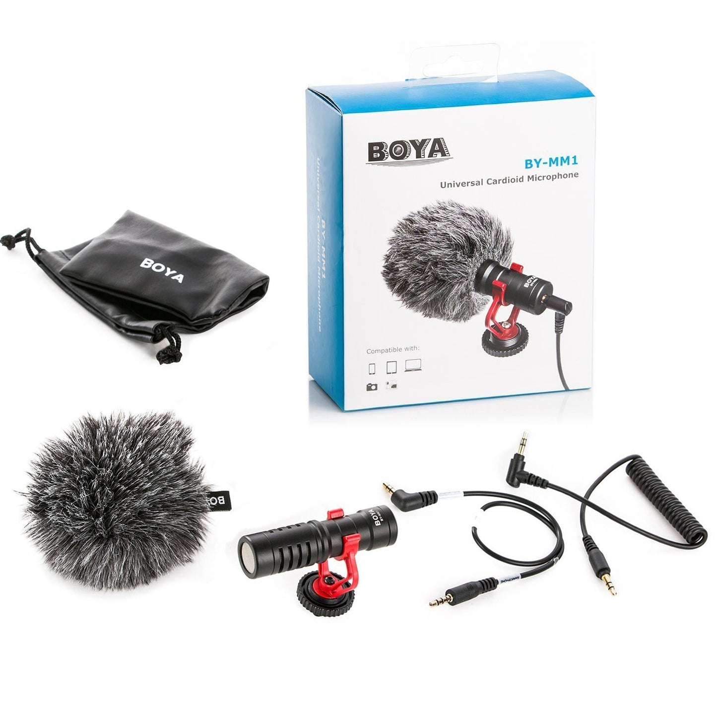 BOYA BY-MM1 Original Professional On-Camera Microphone | Compact Cardioid Video Mic with Shock Mount & Furry Windshield