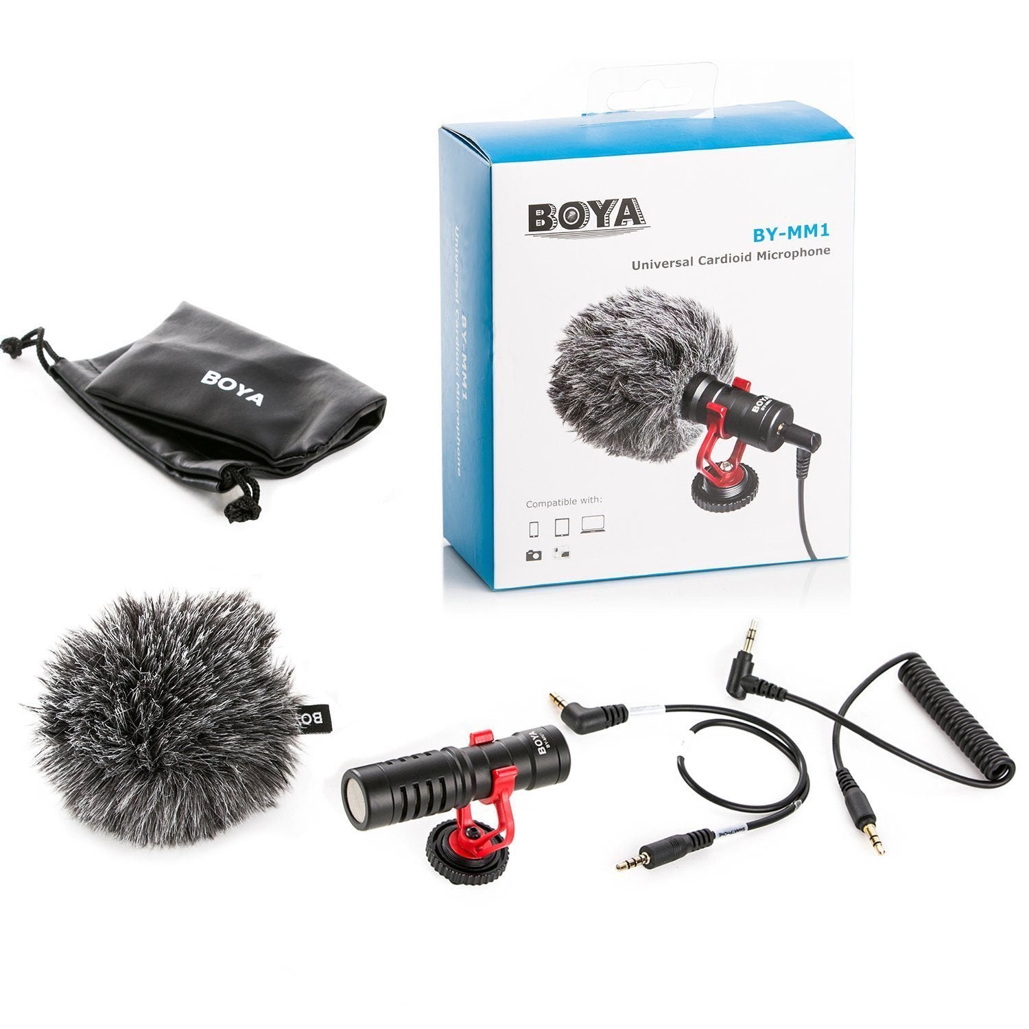 BOYA BY-MM1 Original Professional On-Camera Microphone | Compact Cardioid Video Mic with Shock Mount & Furry Windshield