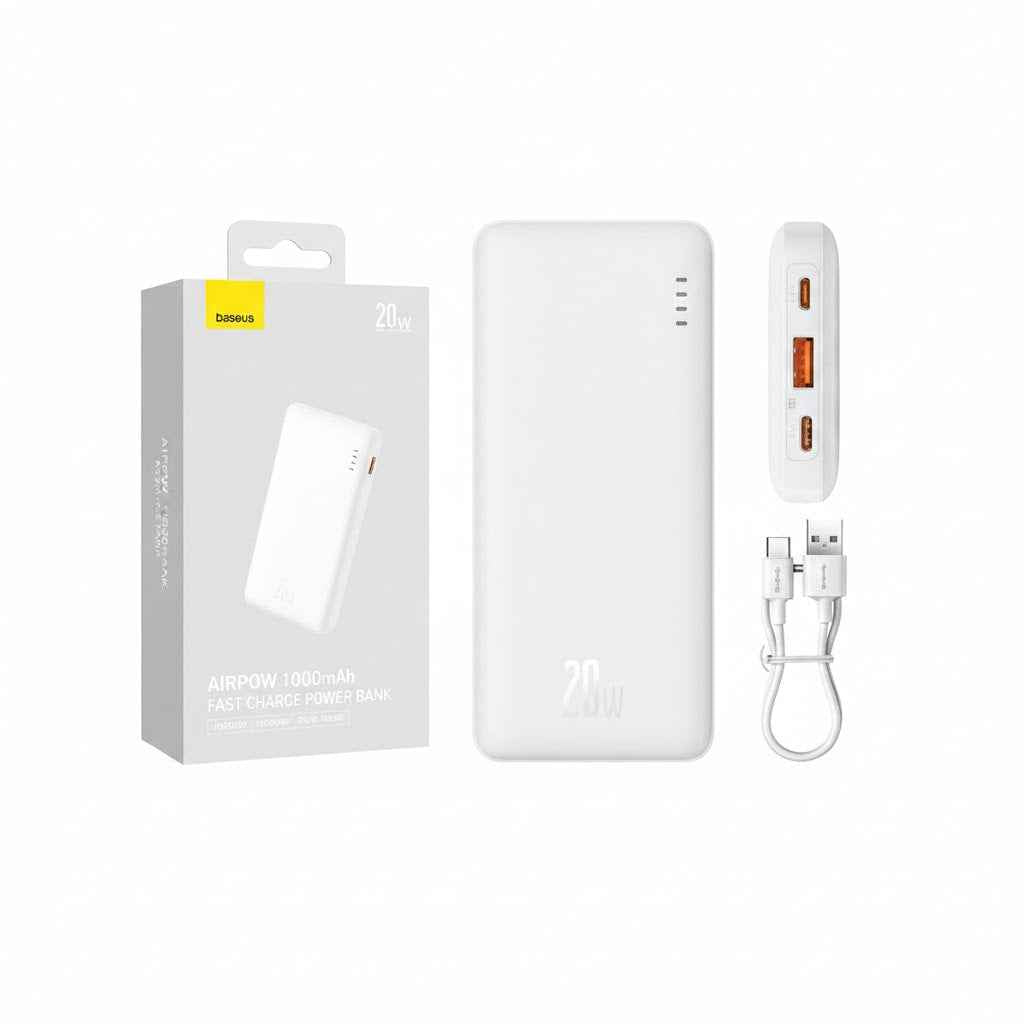 Baseus Airpow 10000mAh 20W Fast Charge Power Bank White