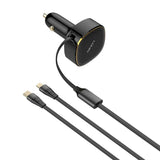 LDNIO C107 Fast Car Charger 30W Built-in Retractable Wired C + IP