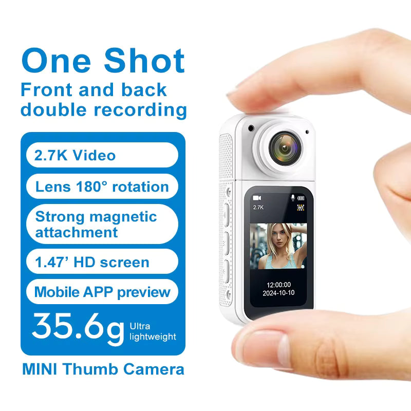 S70 Thumb Camera HD 1080P Direct-Recording 180 Rotation Magnetic 30fps Sport Camera Lightweight Pet Sport Camera