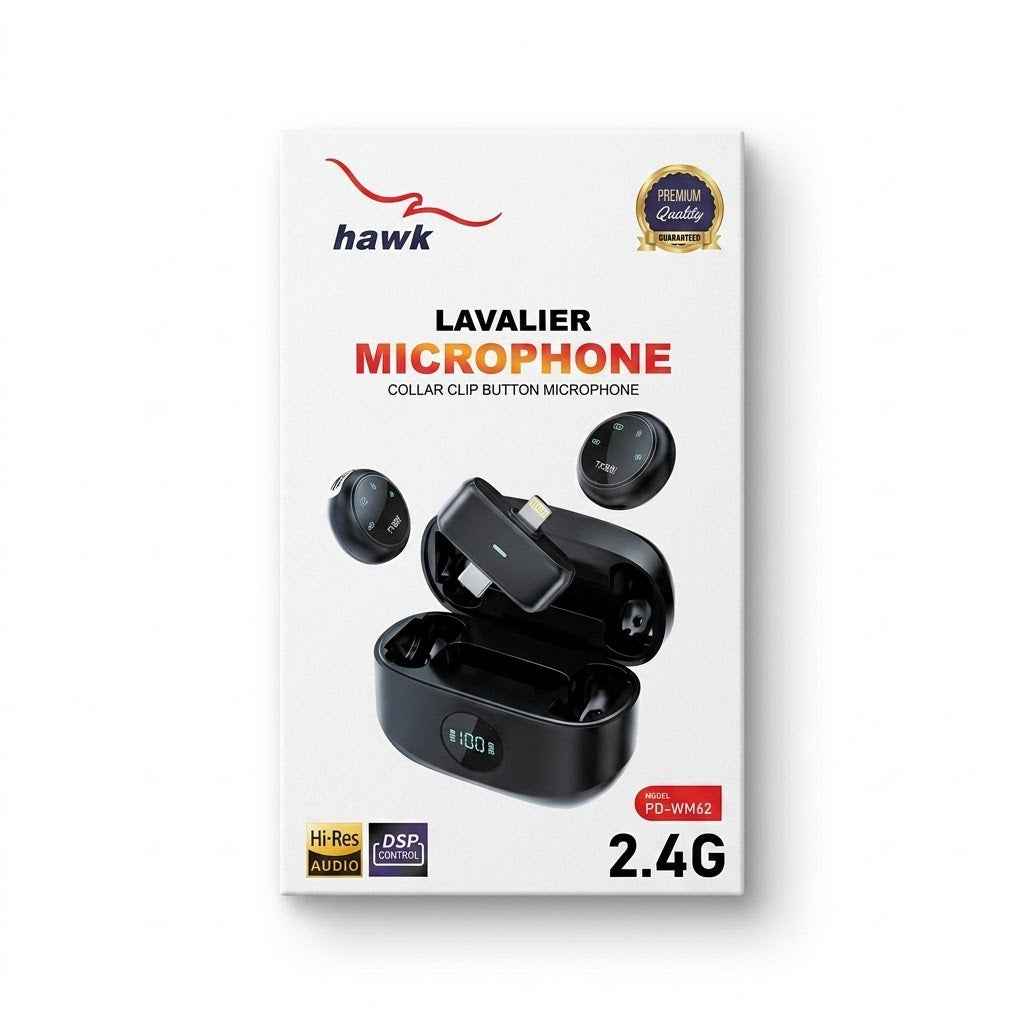 HAWK PD-WM62 Pro 2-in-1 Wireless Microphone Type-C & Lightning ENC Noise Cancellation Grey