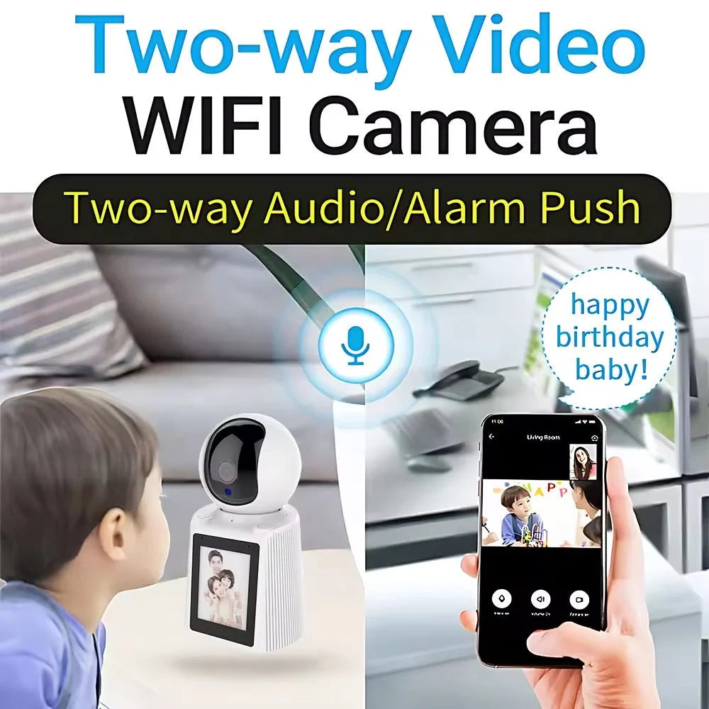 HBS-1538 smart WiFi video calling camera with 2MP 1080P resolution, motion tracking, and two-way audio for baby monitoring