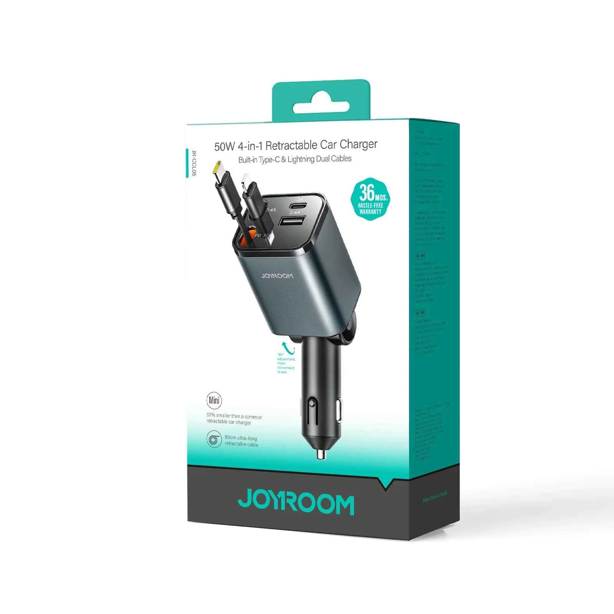 JOYROOM JR-CCL05 30W 4-in-1 Retractable Cable Car Charger