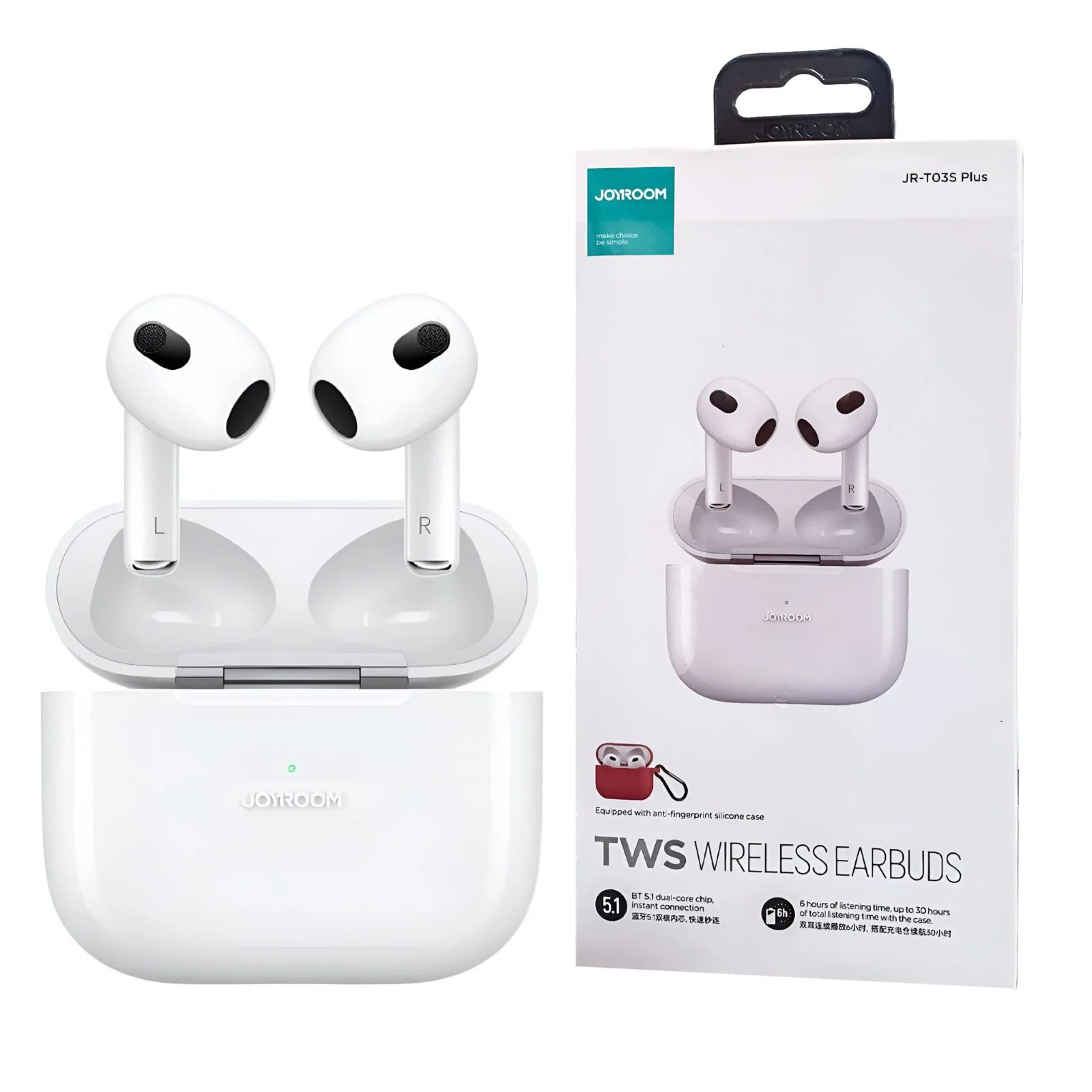 Joyroom JR-T03S Plus 4th Generation TWS earbuds with high impedance bass and noise-reducing microphone