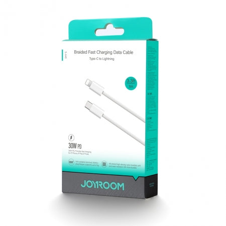 Technical close-up of the Joyroom S-A45 48-strand high-density nylon braiding and anti-oxidation terminals.