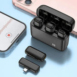 K13 Type-C ANC dual wireless lavalier microphone system featuring two ultra-lightweight 10g transmitters, compact receiver, and protective portable charging case