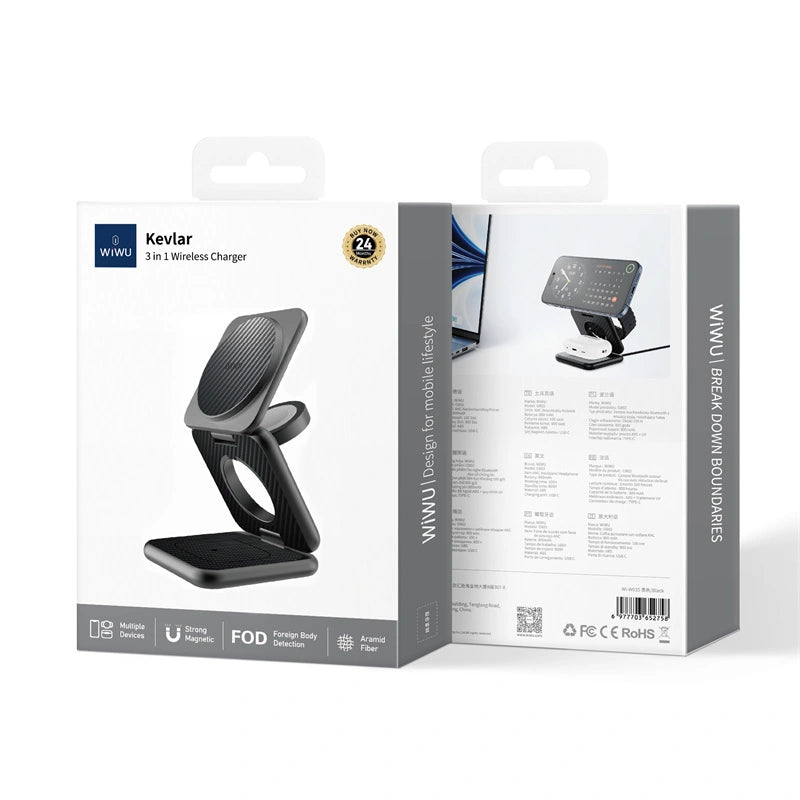 WIWU Wi‐W035 KEVLAR MAG GO 3 in 1 Wireless Charger