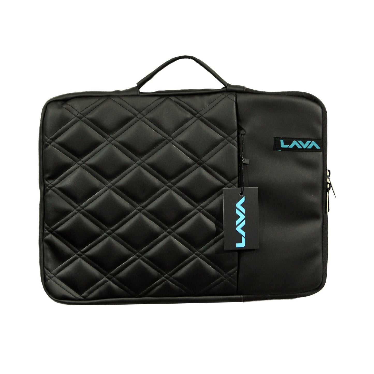 Close-up of the LAVA laptop pouch stitching and interior lining highlighting its scratch-resistant properties.