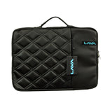 Close-up of the LAVA laptop pouch stitching and interior lining highlighting its scratch-resistant properties.