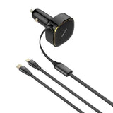 LDNIO C107 Fast Car Charger 30W Built-in Retractable Wired C + IP