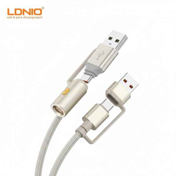 LDNIO LC18 4-in-1 Multiple Data Cable – USB-A & USB-C to USB-C + Cigarette Lighter