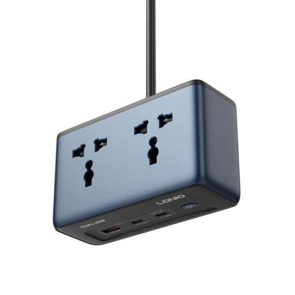 Close-up of the LDNIO SC1 45W USB-C PD interface showing GaN technology branding for fast charging.