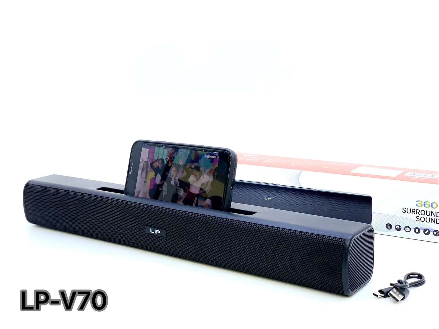 Close-up of the LP V70 control interface and multi-mode input ports including USB and TF card slots.