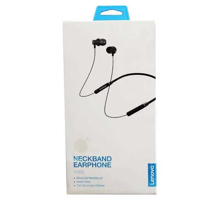 Original Lenovo HE05 wireless neckband headphones with IPX5 waterproof rating and 8 hours battery life