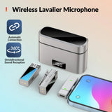 Jmary MW-15 wireless lavalier microphone for iPhone with Lightning receiver and 48-hour battery life charging case