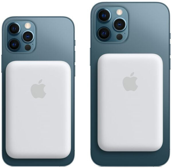 MagSafe-compatible magnetic phone case attached to the back of a teal-blue iPhone, shown on a plain white background.