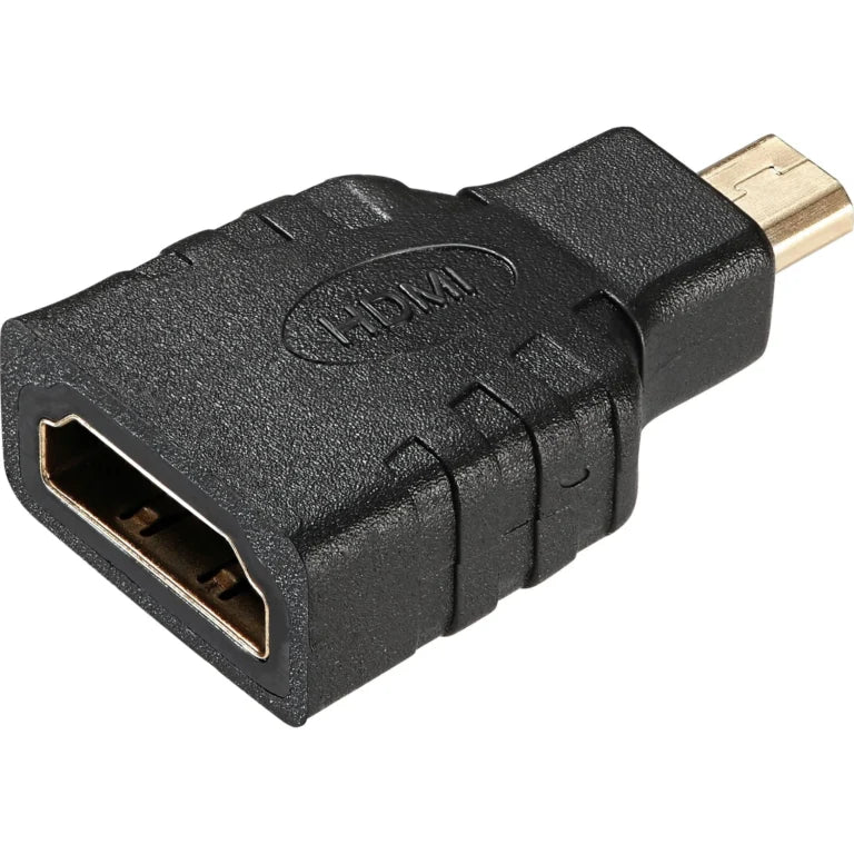 Close-up of the Micro HDMI (Male) and Standard HDMI (Female) ports on the compact converter.