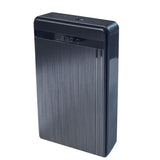 Black external hard drive with USB 3.0 connection on a white background