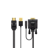 Close-up of the ONTEN gold-plated HDMI and VGA connectors with audio jack