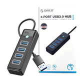 PW4U ORICO 4-Port USB 3.0 Hub with 5Gbps high-speed data transfer for laptops, PCs, and gaming consoles