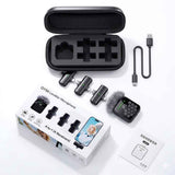 QY66 Wireless Lavalier Microphone with 4 Receivers Noise-Canceling Technology Type C & Lightning Connector