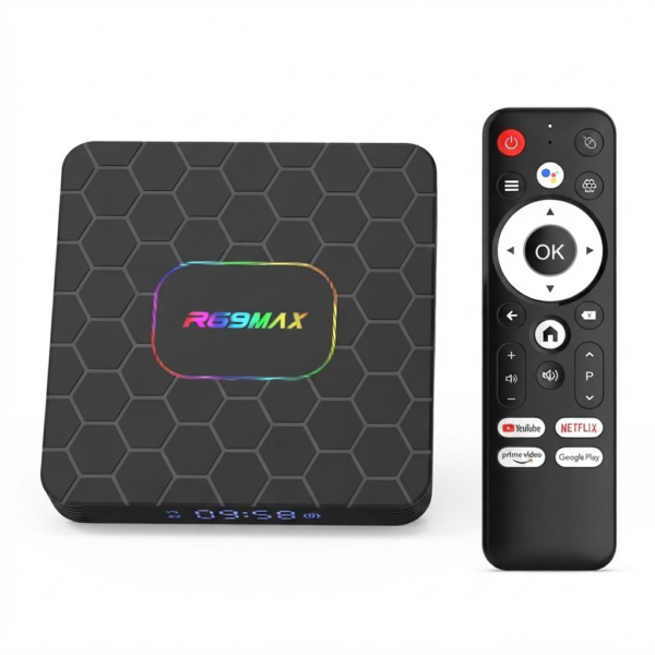 R69 Max RK3528 QUAD CORE 64BIT CORTEX A53 4GB 32GB WIFI 6 Android 14 Smart TV BOX Voice Remote