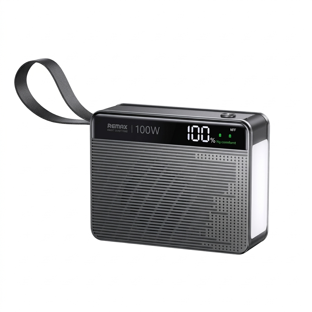 Close-up of the 100W output ports and digital display on the REMAX FP-6