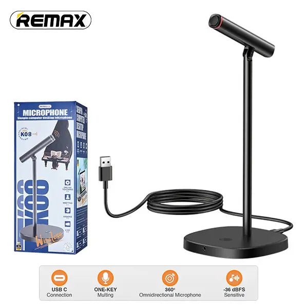 Close-up of the microphone mute button and 3.5mm aux port on the REMAX K08
